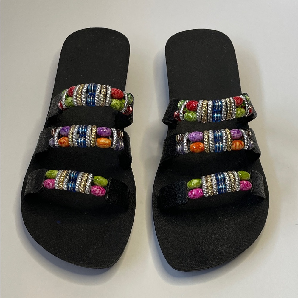 NWOT PALI Hawaii Slide Colorful Beaded Women's Sandals.  Size 9.